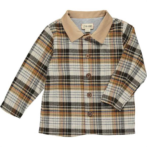 NEW ME & HENRY boys shacket lumberjack shirt in brown - Picture 1 of 1